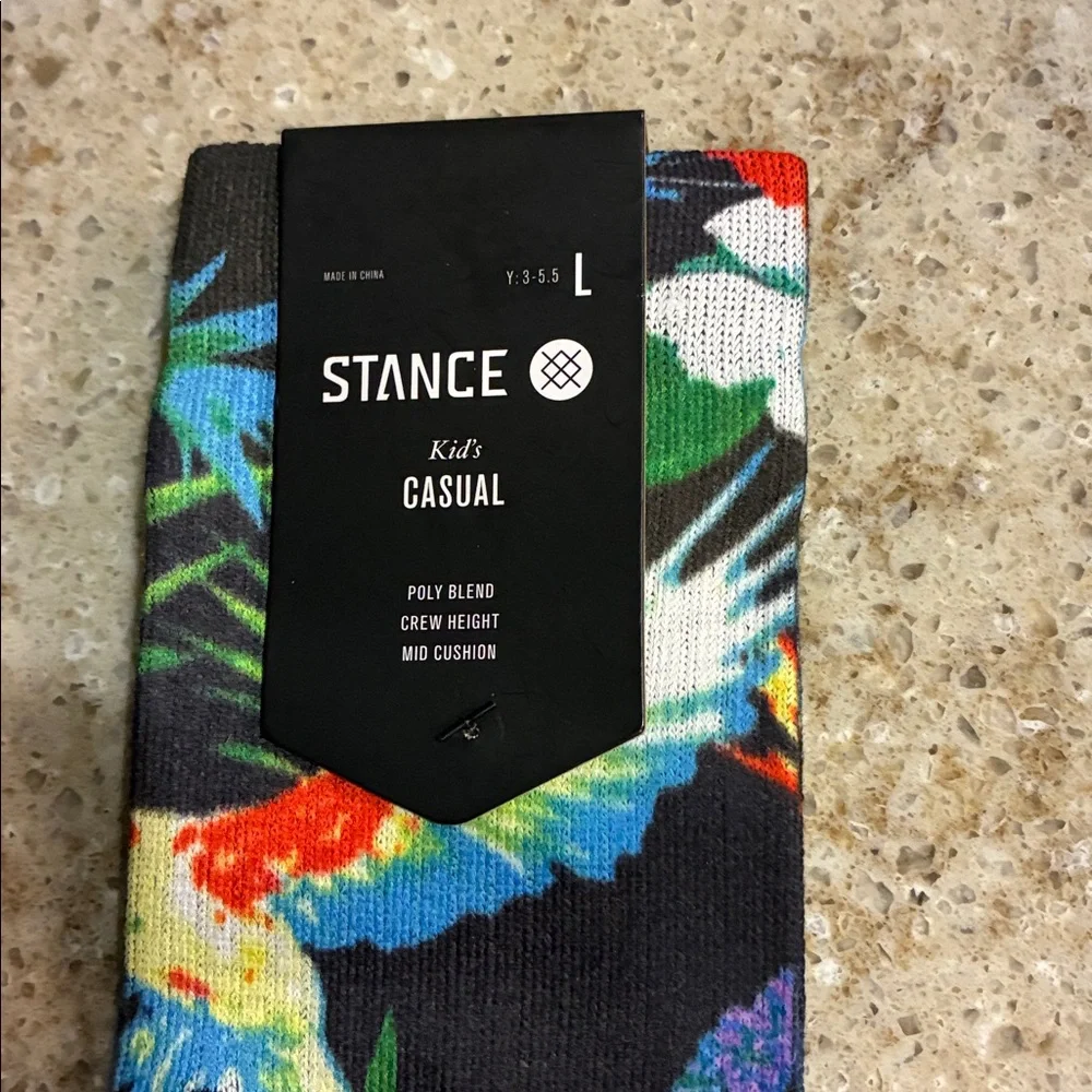 NWT STANCE Black Bird Cage Crew Socks Size Large